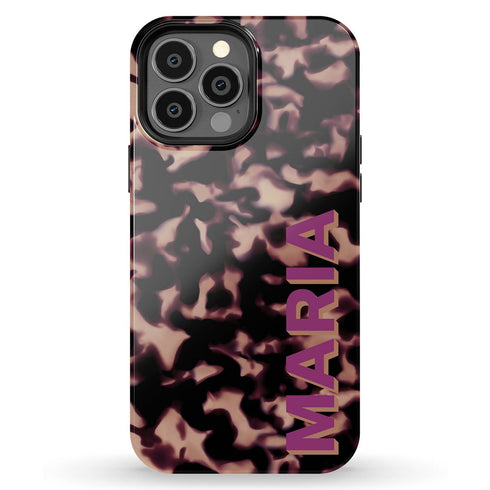 3D Custom Name Dark Tort iPhone Case